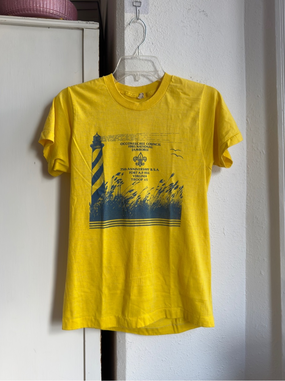 Vintage 80s Screen Stars Boys Scouts National Jamboree T-shirt yellow